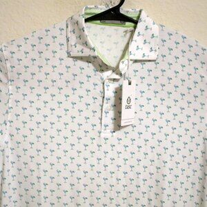 Tasc Shirt Mens Small New Short Sleeve Golf Polo White Blue Glasses